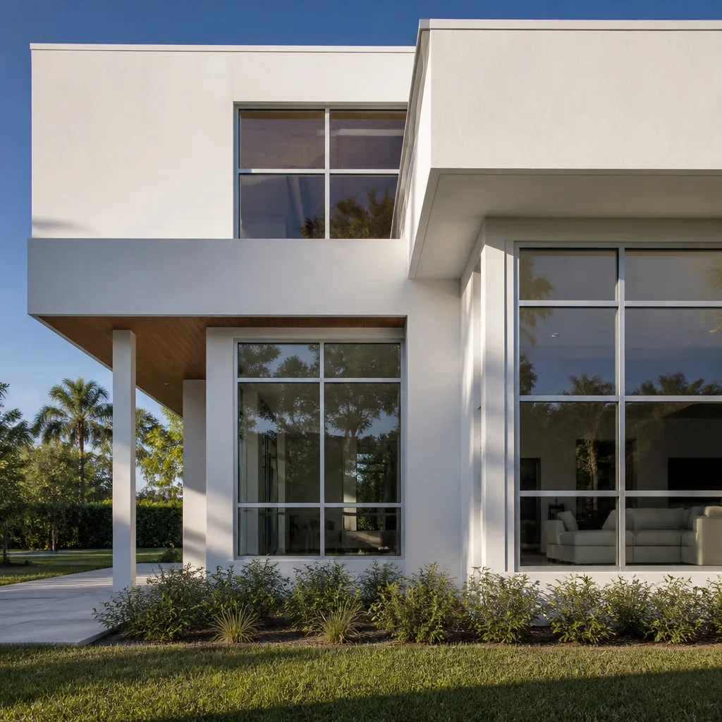 Modern home with professional large-format glass window installation